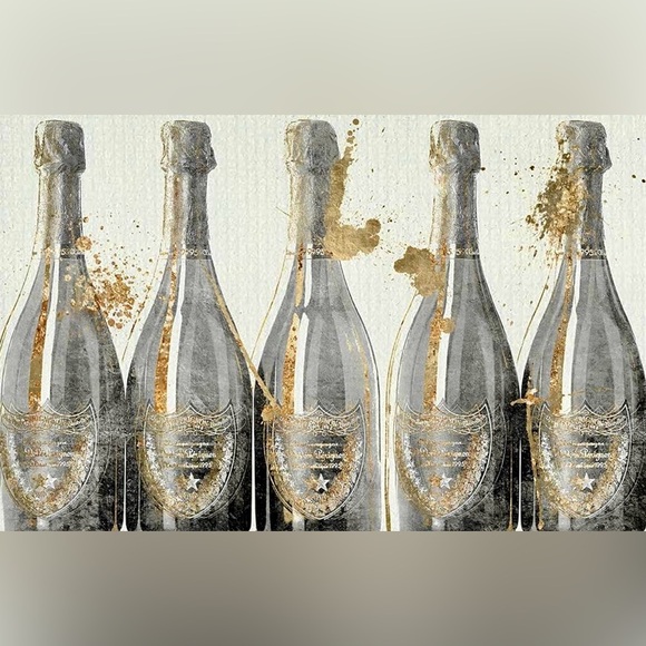 Luxury nights, Chandeliers & Dom Perignon Gold White Fashion glam wall art decor - Picture 6 of 7
